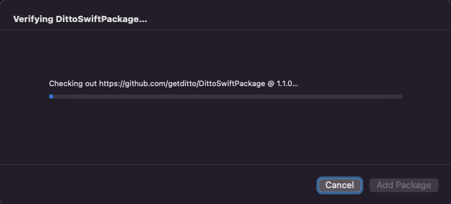 Swift Package Checkout Progress Dialog