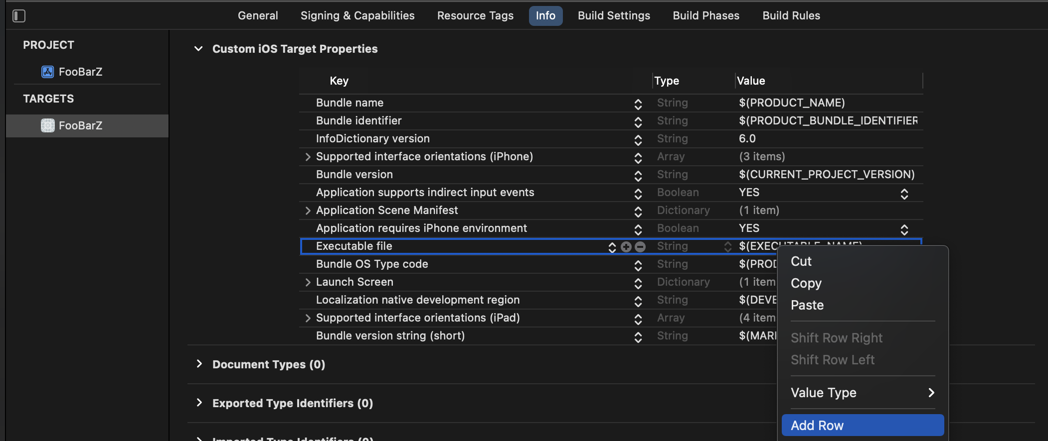 Xcode 13 Info Plist Edit